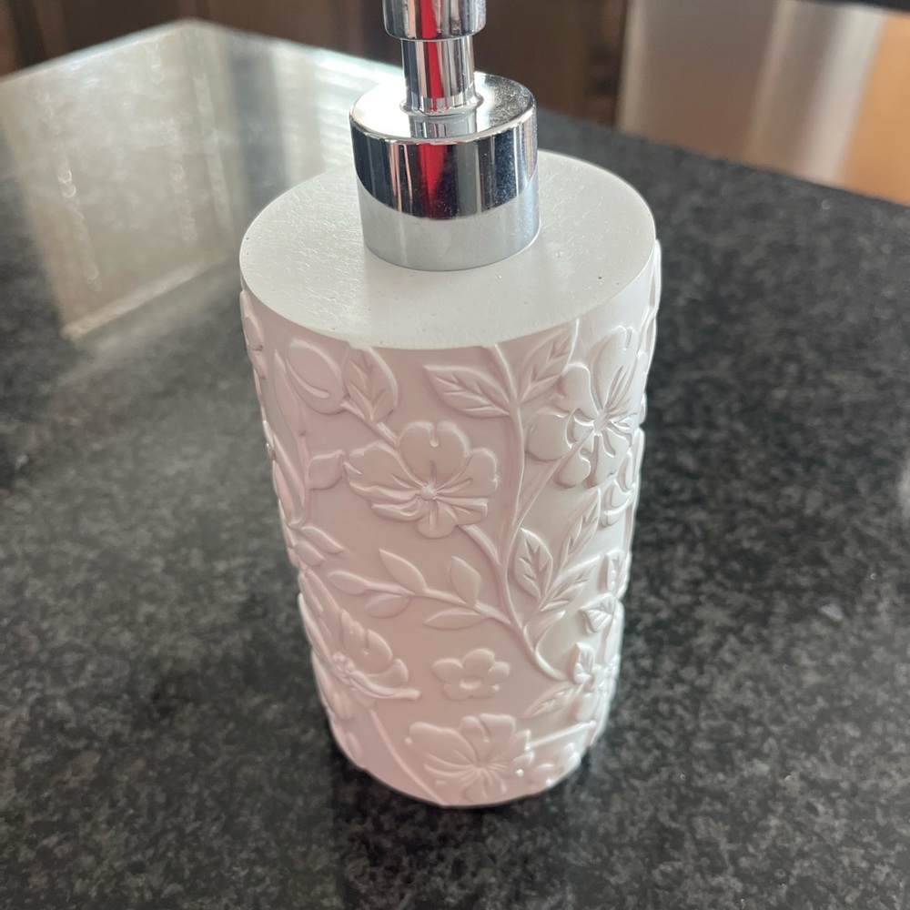 Floral White Soap Dispenser